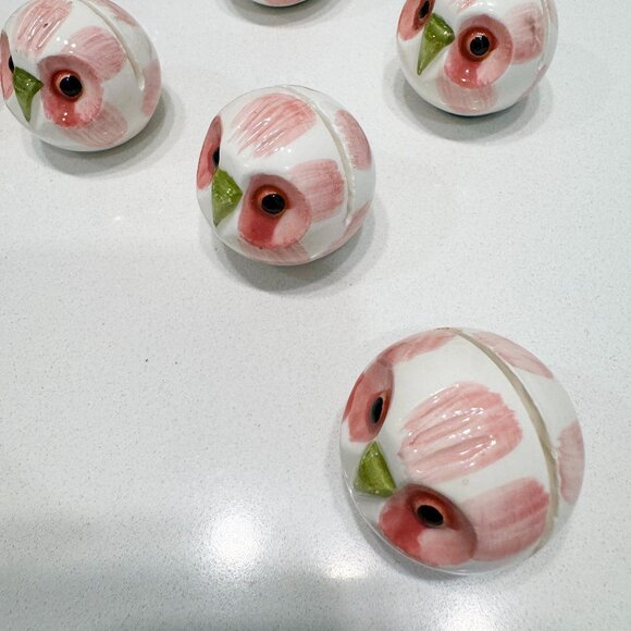 Set of 12 Ceramic Owls Hand Painted Place cards HolderS Dainty Small White Pink - Picture 7 of 8